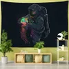 Astronaut Vägg Tapestry med svart bakgrund Färg Jellyfish Interstellar Sky Tapestry Wall HNaging Hippie Boho Dorm Decor 210609