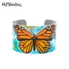 Daisey Butterfly Smycken Manschett Armband Borstat med Blå Fjärilar Insekt Smycken Natur Gåvor för Kvinnor Bangle Q0719