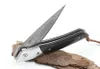 Top QualityFlipper Folding Kniv VG10 Damascus Steel Blade Ebony + Rostfria stål Hantera EDC Pocket Knives