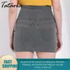 Tataria Plus Size Denimスカートのための女性のスリムな夏の鉛筆スカート女性のハイウエストのボトンAラインジーンズミニJupe Courte Sexy 210514