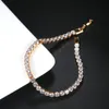 Zircon Tênis Pulseira única linha 4mm redondo diamante completo Corrente de ouro transversal hip hop jóias