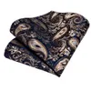 Cravatta da uomo in oro blu paisley cravatta da sposa per uomo Hanky gemelli da uomo in seta cravatta da uomo d'affari stilista MJ-7249