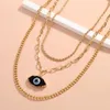 Fashion Evil Eye Multilayer Necklace Charm for Women Party Hip Hop Personality Twist Chain Pendant Necklace Jewellery