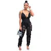 Sexy Night Party Club Lace Sheer Mesh Jumpsuit Women Casual Hollow Out Sleeveless Bodycon Rompers Female Overalls drop 210520