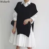 Herbst Kleidung Frau Zwei Stück Outfits für Frauen Chic Koreanische Pullover Kleid Gestrickte Anzug Femme Roupas 2 Set 94386 210519