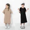 Kids Shirt Girls Dress 2021 New Baby Summer Clothes Cotton Patchwork Mommy and Daughter Dress Mid Long,# 6070 Q0716
