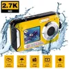 Unterwasser-Digitalkamera mit zwei Bildschirmen, Selfie-Videorecorder, wasserdicht, verwacklungsfrei, 1080P, Full HD, 2,4 MP, TF-Karte, 32 GB, 16-facher Zoom