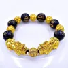 Beaded, Strands Vietnam Alluvial Gold Leading the Mythical Wild Animal Obsidian Bracelet Long Do not Rub off af