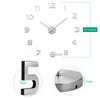 明るいアクリルミラー大きな壁時計クォーツホームデコレーション3D DIYビッグサイズの壁ステッカー時計モダンデザインユニークなステッカー210325