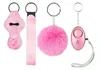 7 Farben Modeverteidigung Schlüsselanhänger Set Pompom Alarm Keychain Lippenstifthalter und Armband für Frau Männer Selbstverteidigung Schlüsselring