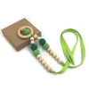 Baby Pacifiers Necklace Multi-Colored DIY Pacifier Holders Molar Natural Wood Toy Crochet Wool Beads YL529