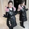 Fur Collar Long Hooded Parka 2021 Girls' Winter Jacket Bright Color Cotton Coat Girl Children's wear TZ873 H0909