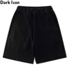 Botão colorido lateral Botas masculinas Cintura elástica Terry Cotton Shorts Homens Preto Branco 210603