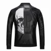 Primavera Casual Bordado Bordado Motor Emblema Emblema Pu Faux Jaqueta De Couro Homens Outono Moda Biker Casaco Vintage Slim Outerwear 211009