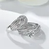 Choucong Brand Wedding Couple Rings Luxury Jewelry 925 STERLING Silver Round Cut White Topaz CZ Diamond Gemstones Party Eternity P252F