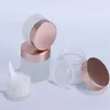 Recipiente de bálsamo labial para frasco de creme transparente fosco com tampa de ouro rosa 5g 10g 15g 20g 30g 50g 100g