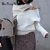 Höst Vinter Koreansk tröja Kvinna Sticka Casual Loose Coats Kvinnor Pullovers Turtleneck Tröjor Jumper Femme Pull 210506