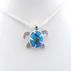 blue opal jewelry with cz stone;mexican opal pendant turtle pendant OP201B