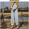 PrivatKänner Overaller Mens Mode Male Streetwear Casual Full Längd Denim Rompers Pocket Regular Jeans Suspender Man 210716