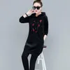 Kvinnors tröjor Sweatshirts Spring Autumn Dress Casual Solid Hooded Female Coat Medium Long Gold Velvet Printed Pullover Top Q54