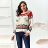 Kobiety swetry kobiety Boże Narodzenie zabawny geometryczny wzór o-deterk pullover łosia Sweter 2021 Modna jesień ciepły długi rękaw zewnętrzny zewnętrzny