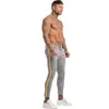 Mens Jeans Brand Chinos Trousers Grey Plaid Skinny Pants for Men Side Stripe Stretchy Best Fitting Athletic Body zm386