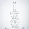 Commercio all'ingrosso 10 pollici Clear Recycler Narghilè Soffione doccia Perc Tubi dell'acqua Klein Bong con ciotola 14mm Bong di vetro femminile Tubo da fumo Cera Dab 7 Tubi WP2197