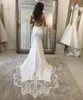 Sexy Mermaid Wedding Dresses V Neck Satin Appliqued Lace Bridal Gown Vestido de novie Train Wedding Gowns Plus Size