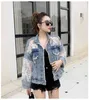 Perspective top Jacket Ladies denim coat Summer Long Sleeve Large Size Jeans Jackets Women Loose Lace Stitching 210510