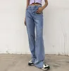 Jeans da donna a gamba dritta Jeans Mom Pantaloni larghi a vita alta Pantaloni dritti da donna 2020 Moda Casual Pantaloni larghi non definiti