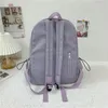 Sacos escolares cor sólida moda mulheres mochila bonito pingente saco para meninos meninas lona grande capacidade laptop casal mochilas 2021267h