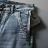 Летние мужские тонкие подходят короткие джинсы мода хлопчатобумажные старинные винтажные джинсовые шорты серые голубые короткие штаны мужская бренд одежда 210720