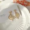 Korean Earring Gold Scalloped Rhinestone Earrings For Women high Luxury 2021 Trend Jewelry Gift