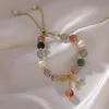 Link Chain Pearls Natural Crystal Ball Färgglada armband för kvinnor Fashion Jewelry Fish Tails Decorated Charm Armband Bangles Gift Kent22