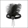 Bandeaux Bijoux De Cheveux Strass Bandeau Flapper Plume Cristal Perlé Chapeaux Femmes 1920S Style Aessories À La Main De Mariage Paillettes Dro