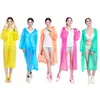 Återanvändbar Peva Light Raincoat Vuxen Klar Camping Hooded Rainwear Suit Tjockat Vattentät Transparent Rain Ponchos Coat Outdoor Travel TR0050