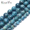 Doğal Hakiki Mavi Okyanus Apatite Gem Taş Yuvarlak Gevşek Boncuk Takı Yapımı için 15 "inç 6/8/10 / 10mm DIY Bilezik Kolye