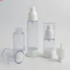 360 x 15ml 30ml 50ml Clear Airless White Pump Bottle Refillerbar Kosmetisk behållare Essence Oil Lotion PackagingHigh Qty