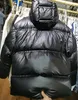 Mannen Nylon Puffer Donsjack Capuchon Kraag Warme pads Jas Designer Heren Rits Zijvak Losse pasvorm Winter Uitloper