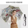 Parasol mujer sol 3 plegable sombrilla recubrimiento plateado paraguas a prueba de viento flor impresa sombrillas UV con proteccion solar upf50 + H1221