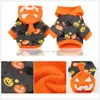 Dog Apparel Dogs Halloween Pumpkin Costume Puppy Cat Clothes Pet Cosplay Costumes for Holiday Party Kitten Winter Warm Outfits Hoodie Clothing A91