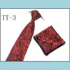 Neck Tie Set Ties Fashion Aessories Men And Handkerchief Bowtie Cufflinks 9Cm Necktie 100% Silk For Business Wedding Party Hombre Drop Deliv
