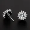 Stud S925 Srebrna igła Moissanite Kolczyki Kobiety moda Sun Flower 1 karatowa biżuteria hurtowa