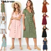 Boho Summer Robe Women Es Women's Cotton Linen Vintage Beach Party Club Sexy V Neck Bodycon Conse Femme Plus taille 210608