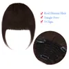 SEGO 25g Clip in Human Bangs Extensions Machine Remy 3 Clips Blunt Bang Natural Hairpiece Black Front Fringe