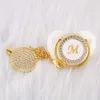 012 Months 26 Name Initials Luxury Baby Pacifier With Chain BlingBling Infant Soother BPA born Feeding Sucette Chupete 211023741652
