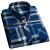 Plaid Shirts for Male Plus Size Leisure Mens 100% Cotton Winter Warm Flannel Casual Checkered Over Shirt long Sleeve 210721