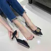 3-11Women wysokie obcasy kobiece pompy Dwa kawałek metalowej klamry Silks Woman Shoes Siated Casual Shoes Kitten Heel High Quality Fashion 210429