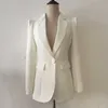 Hoge kwaliteit modeontwerper zwart blazer jas vrouwen kantoor werk enkele knop buitenkleding groothandel 211006