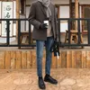 IEFB Mäns Early Spring Clothes Korean Fashion Tweed Blazer Trend Cool Casual Suit Mäns Tweed Coat Tjock kappa 210524